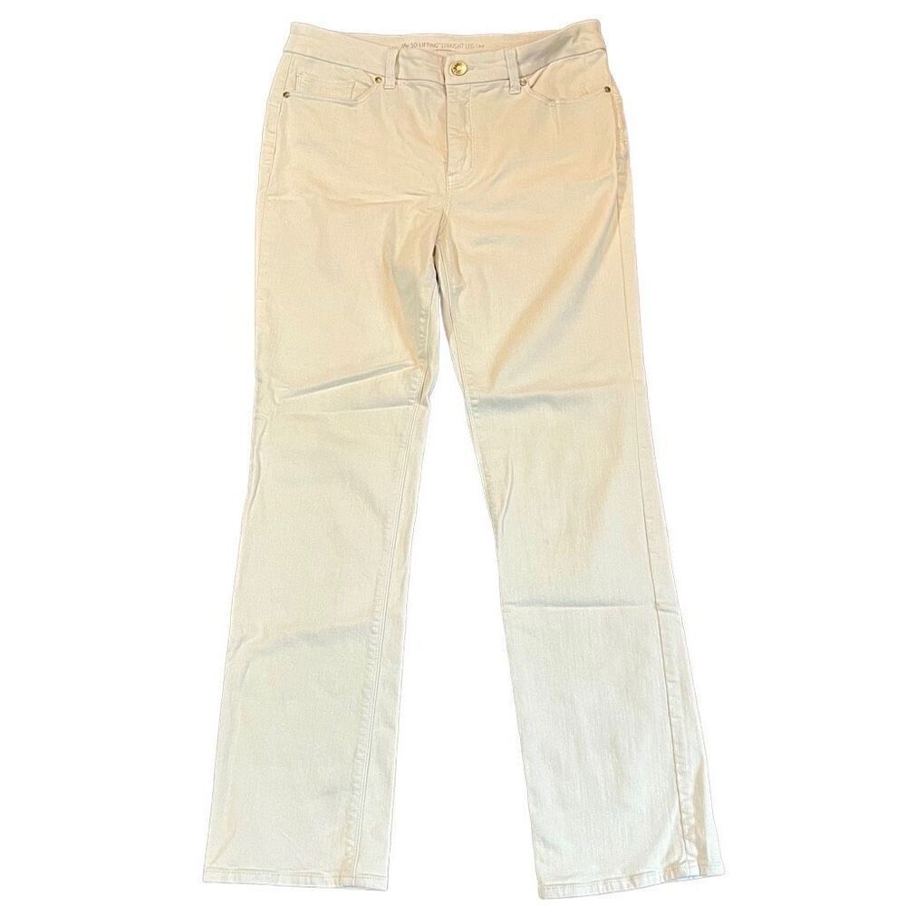 Chico’s So Lifting Straight Leg Stretch Cream Pants .5, 6